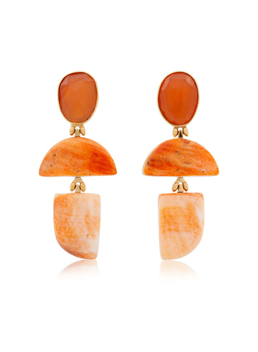 Carnelian &amp; Spiny Oyster Statement Earrings